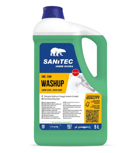 Detergent Profesional pentru Spălarea Manuală a Vaselor Sanitec Washup Green Lemon